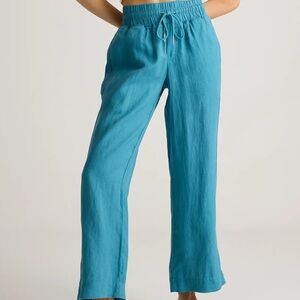 Quince European Linen Wide Leg Pants XS in Blue Mineral